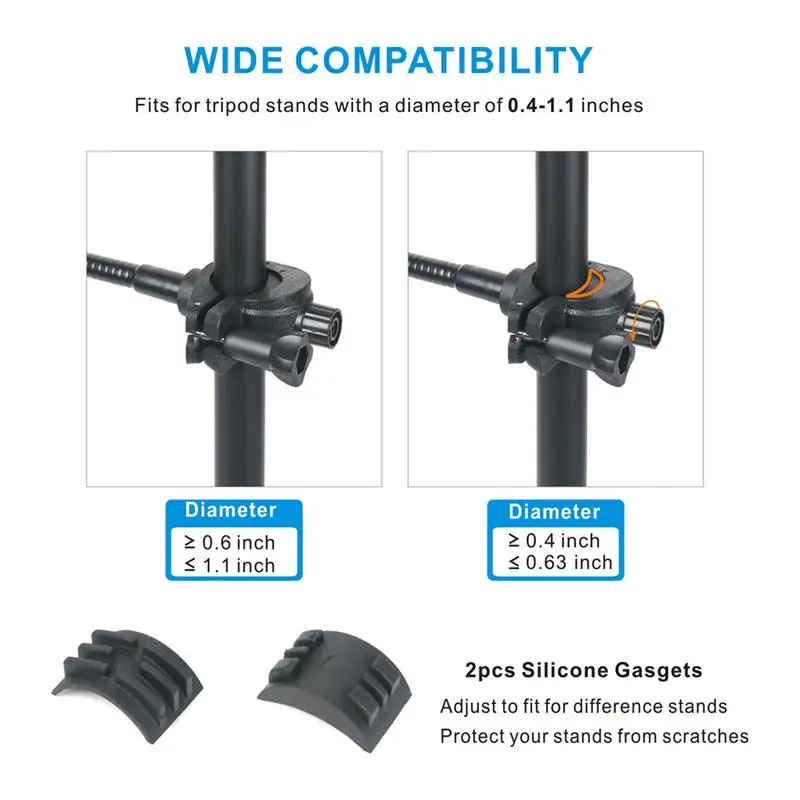 Supporto per telefono per supporto per microfono Supporto per telefono cellulare per supporto per microfono Supporto regolabile con braccio lungo a collo di cigno flessibile per