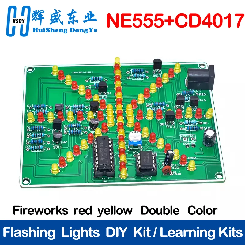 Fireworks red yellow Double Color Flashing Lights DIY Kit Strobe NE555 + CD4017 Electronic Practice Learning Kits Suite Parts