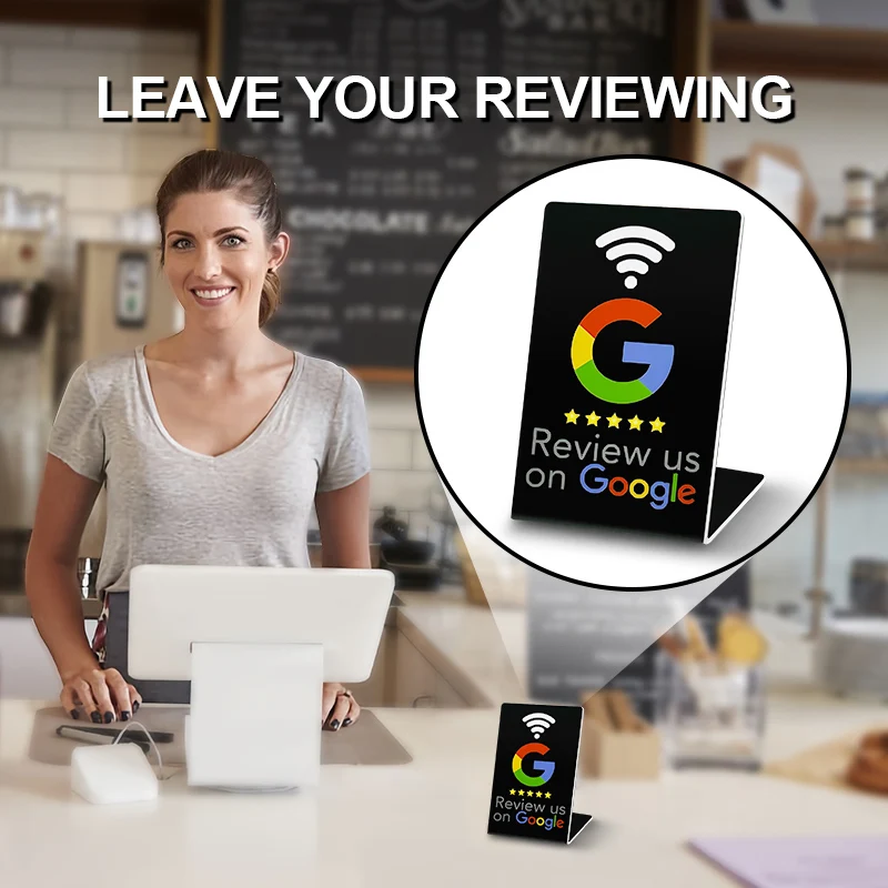 Suporte NFC programável, NFC Stand Table, Cartão NFC personalizado, Google Review, Display personalizado, Google Review, 100 Mhz, NFC