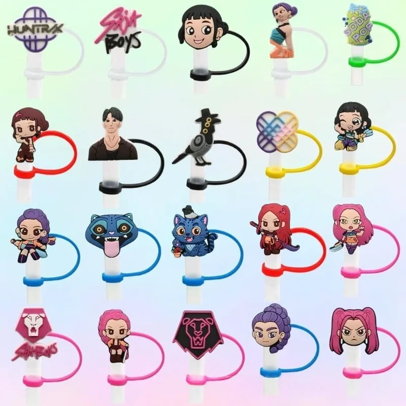 

New KPop Demon Hunters Series Straw Covers For 10mm Dustproof Straw Reusable Dustproof Splash Proof Drinking Cup Straw Cap Gift