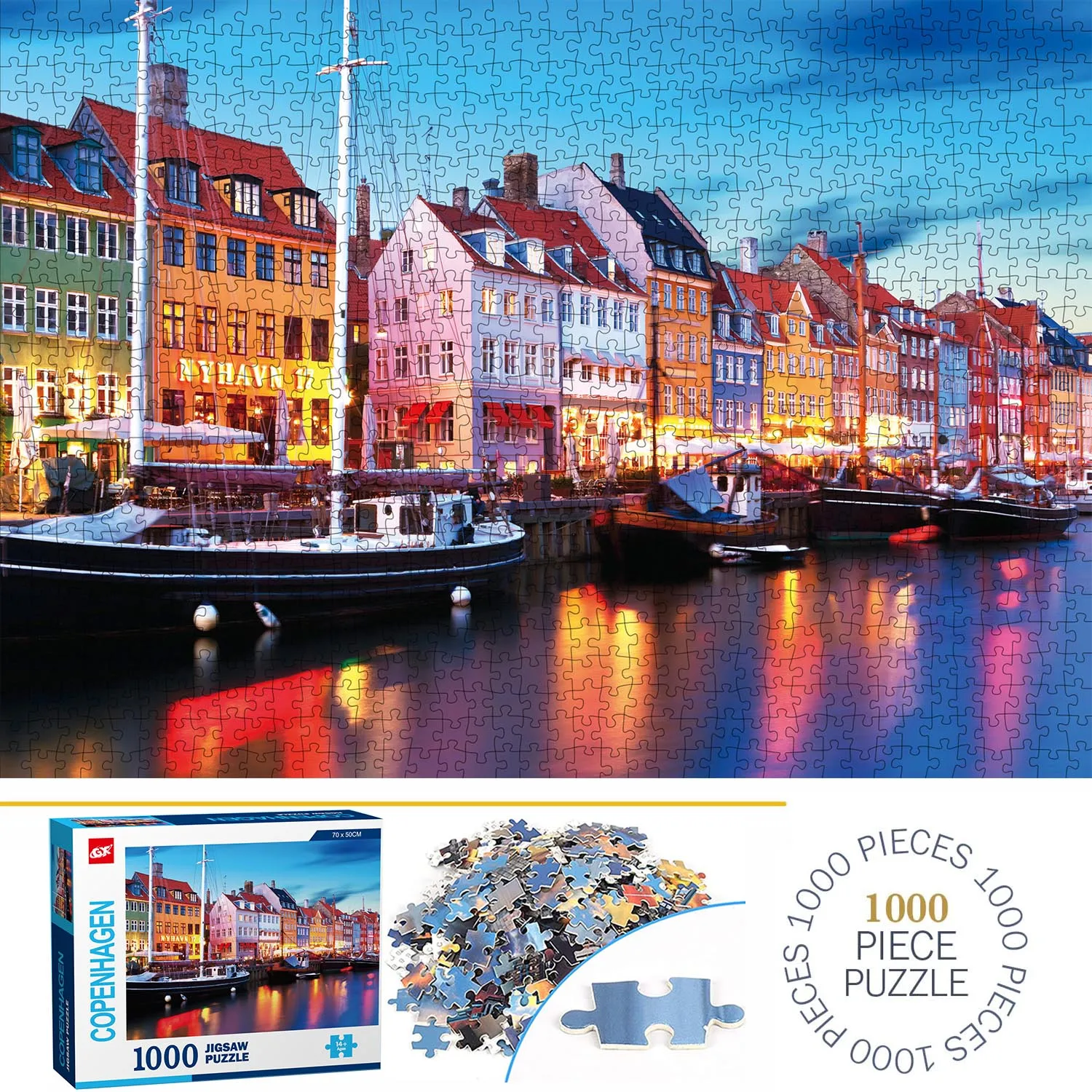 1000 Pieces Copenhagen Jigsaw Puzzles for Adults Home Decor Games Family Fun Floor Puzzles Educational Toys for Kids