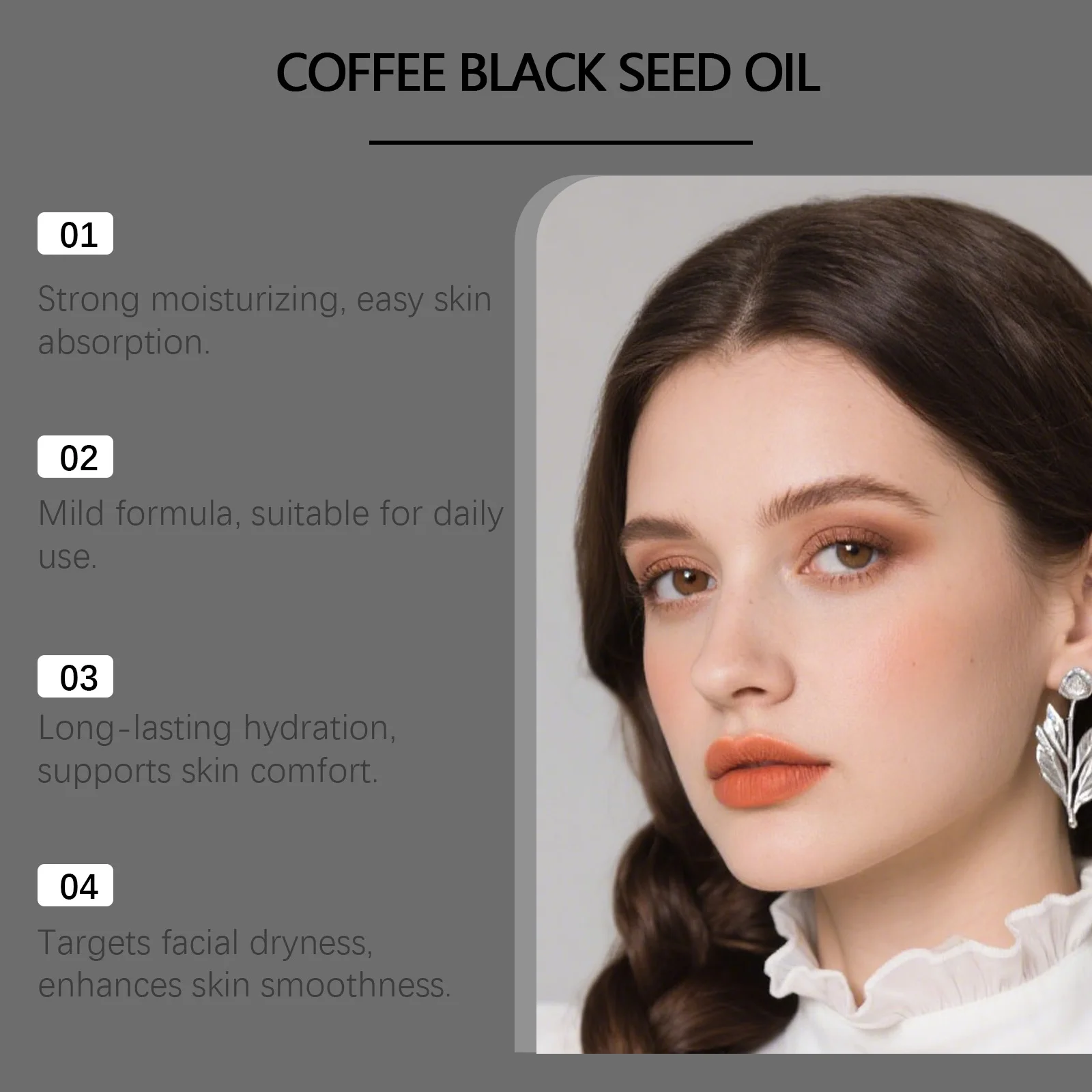 Black Seed Oil Face Serum Moisturizing & Brightening Serum with Coffee Extract Nourishes Softens Skin Daily Glowing Skin Care