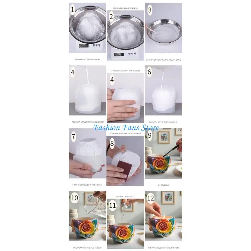 قالب وعاء الزهور السيليكون المرن لمزارعي الخرسانة اليدوية وحرف صنع الشموع