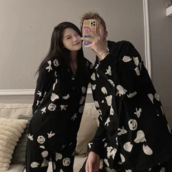 50% OFF Disney Mickey Mouse Couple Pajamas Cotton Long Sleeve Pants Two-piece Casual Loose Men's Women's Pajamas Homewear