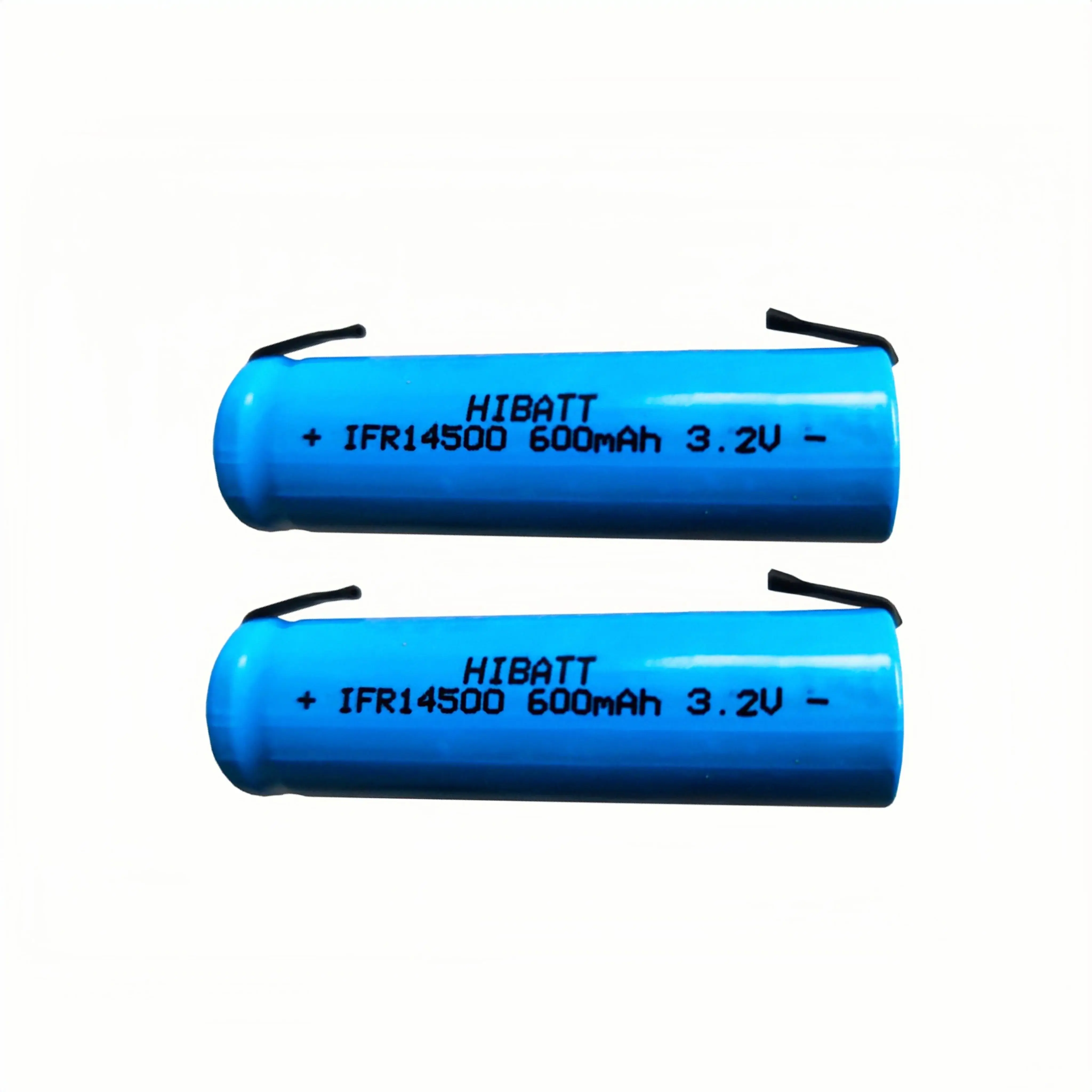 

2PCS 14500 LiFePO4 Battery 3.2V 600mAh with solder tabs for Shaver Electric toothbrush Flashlight Microphone Smart trash can