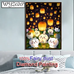 WYZDP 100% AB Diamond Painting Kits Cartoon Full Square Mosaic Embroidery Cross Stitch Crystal Diamond Art Full Fairy Dust Decor
