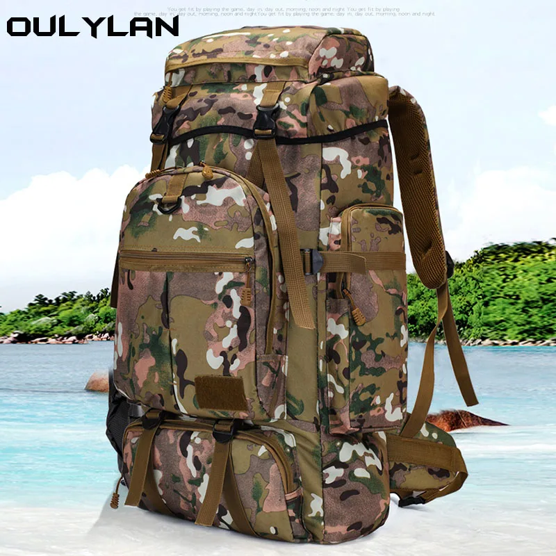 

Outdoor Backpack 75L Nylon Waterproof Trekking Fishing Hunting Bag Military Rucksacks Tactical Sports Camping Hiking