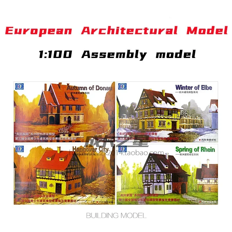 1/100 Europees gebouw assemblagemodel DIY-huizen miniatuur landschap speelgoedmodellen