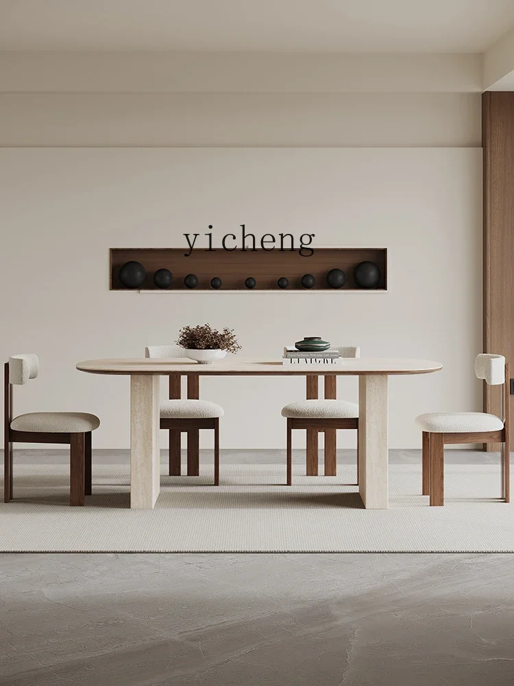 

TQH6.17 Full Stone Plate Dining Table Home Minimalist High-End Dining Table and Chair