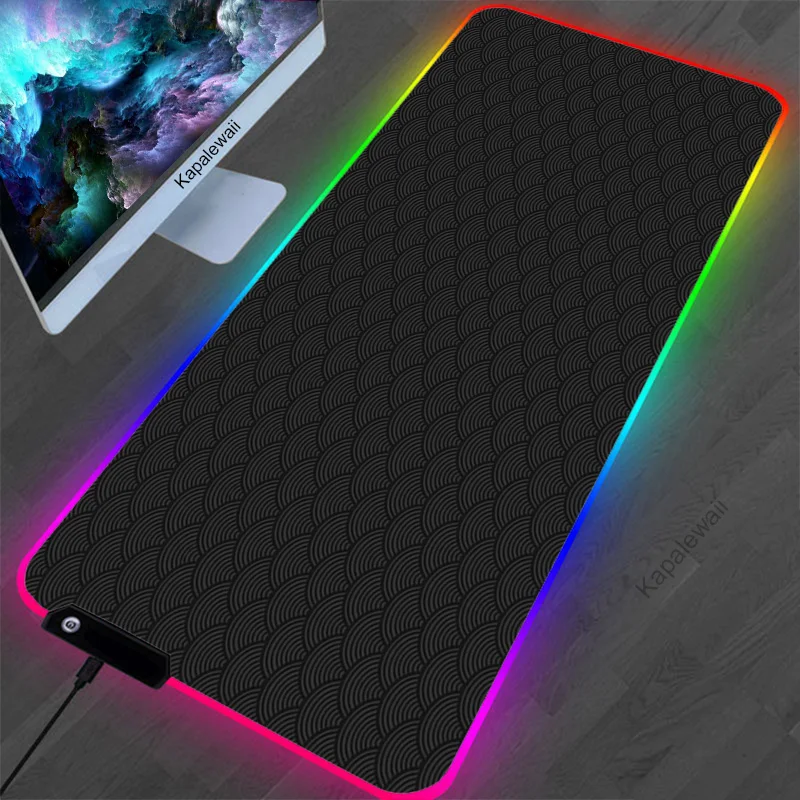 

Geometric RGB Gaming Mouse Pad Large XXL Colorful Mouse Mat Computer 7Colors LED Light Desk Mat PC Keyboard Gamer Table Mousepad