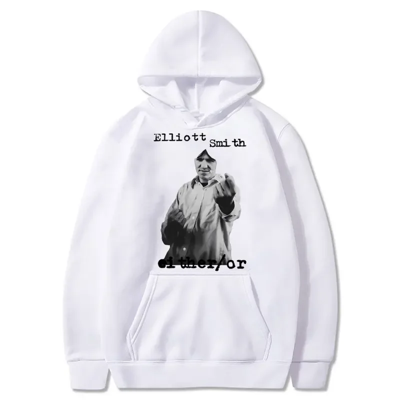 Classic Vintage Singer Elliott Smith Male Oversized Hoodie Either/Or Graphic Print Hoodies Men Women Casual Fleece Sweatshirts