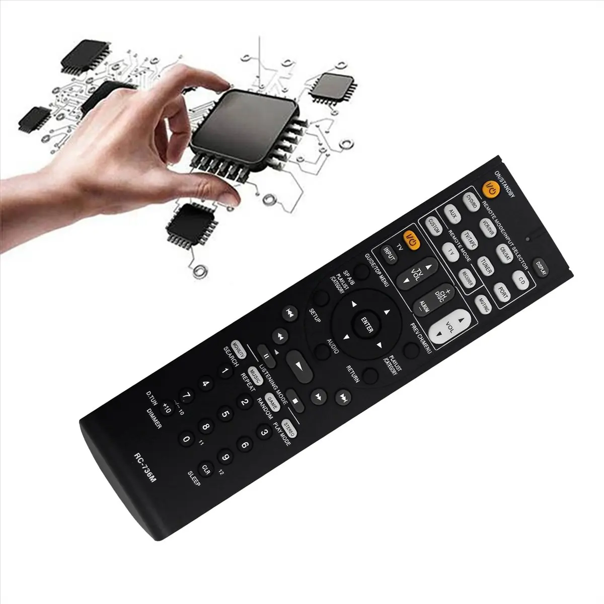 (A30I) RC-736M Mando a distancia de repuesto para sistema de cine en casa Onkyo HT-R570 HT-S5200 HT-S5200B HTP-570 SKF-570 LSKF-570R LSKR-570R SKB-570