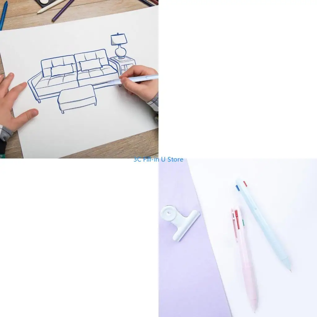 

G8TA 6x/Set 4 Colors Shuttle Pen Multicoloured Pen Retractable Ballpoint Pen 0.5mm