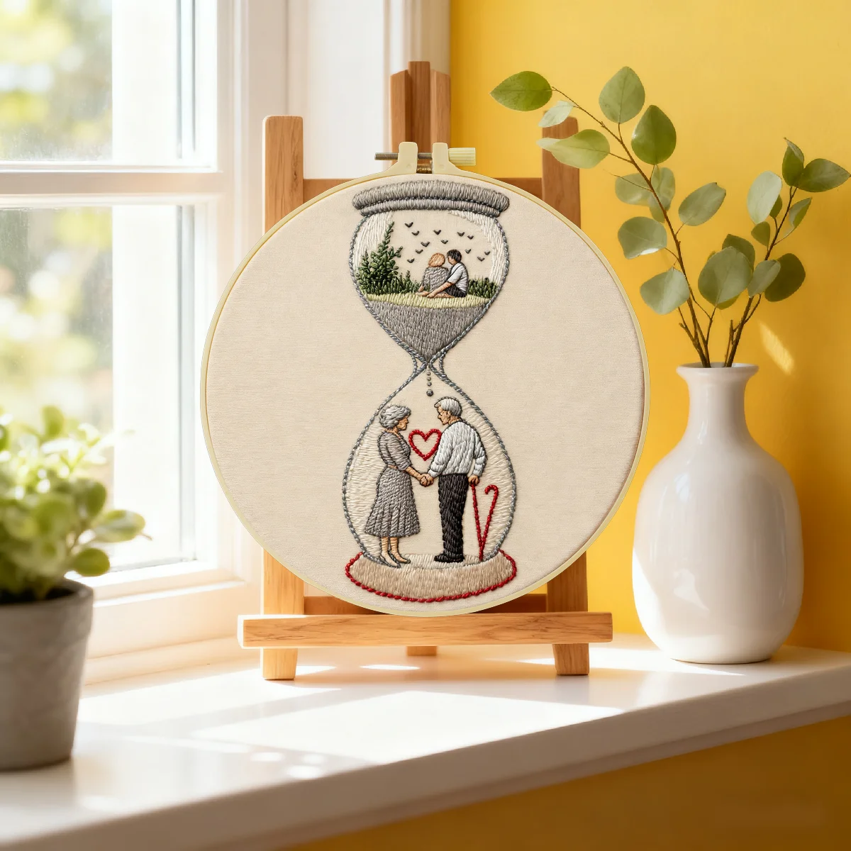 1 Stück 20X20CM/15X15CM 7,87/6,3 Zoll Sanduhr-Stickerei-Starter-Kit DIY-Kit DIY-Stickerei-Set Handarbeiten Malerei – Detail 1