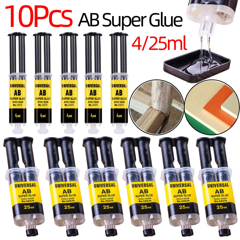 

10Pcs 4/25ML Epoxy Resin AB Glue Waterproof Instant Fast Adhesive Repair Super Liquid Glue For Wood Plastic Metal Glue Welding