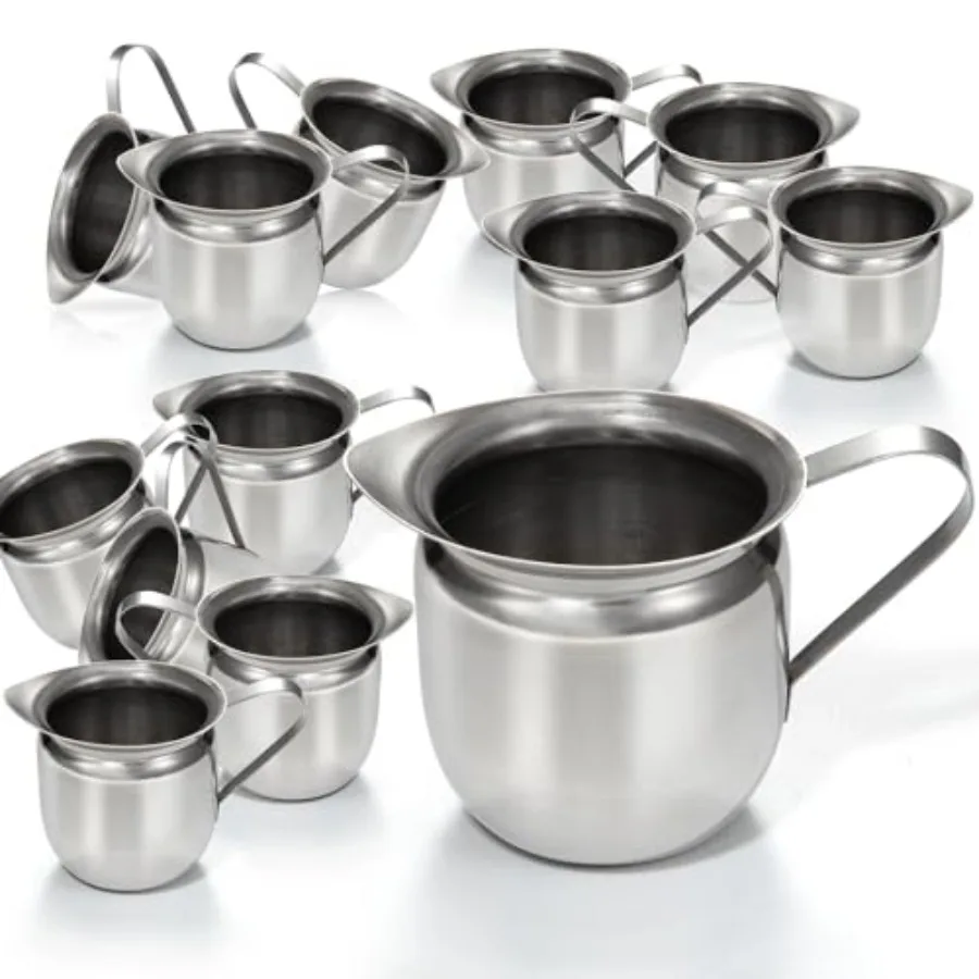 

Pack] Creamer Pitcher - Stainless Steel Bell Creamers Mini Cup Container for Serving Milk Coffee Cream Salad Dressing Maple Syr