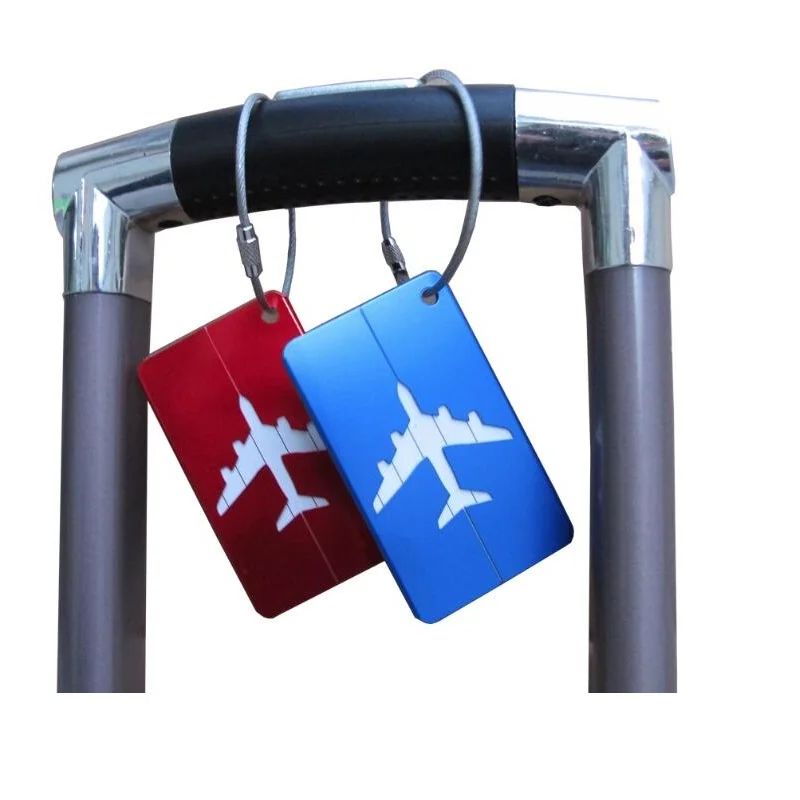 Hübscher fliegender Reisegepäckanhänger aus Metall mit Namenskarte, Flugzeugform, Halter aus Aluminiumlegierung, Gepäck-Boarding-Tag, tragbares Etikett – Detail 2