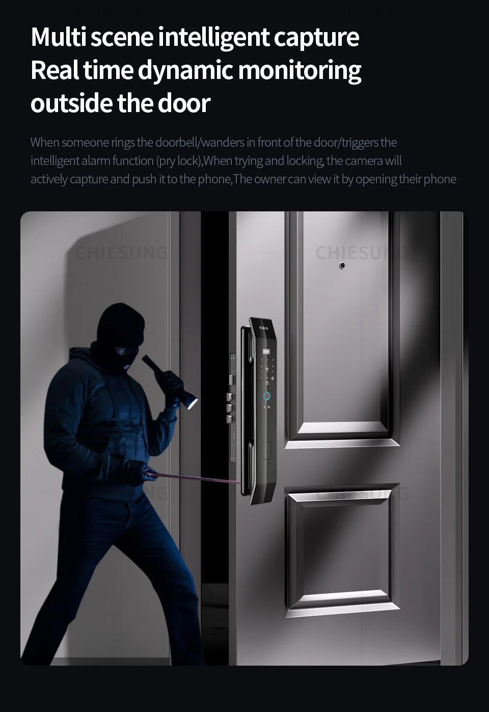 Smart lock 3D face recognition fingerprint waterproof smart door wifi remote photo capture unlocking with App key NFC  RFID Card