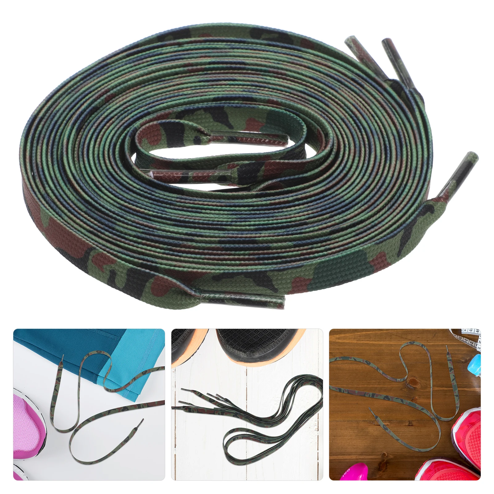 

2 Pairs Camouflage Splicing Shoelaces for Sneakers Durable Material Versatile Use Soccer Athletic Shoe Laces Sports for Sneaker