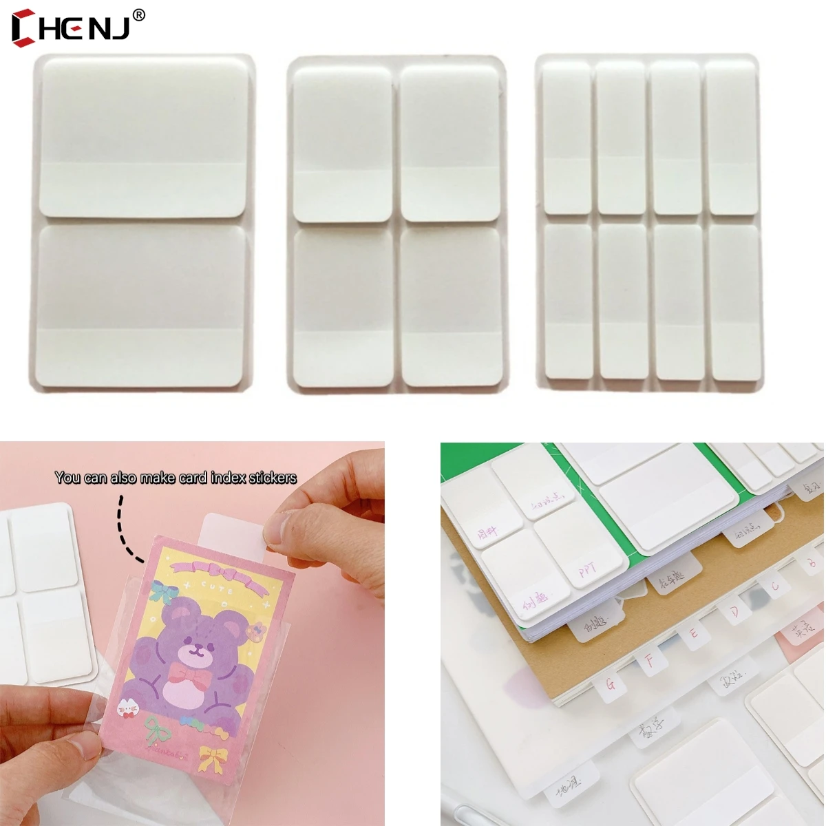 Índice Fosco simples Pure White Stickers, Etiqueta Transparente Sticky, DIY Sticky Notes, Escritório e Material Escolar, 40 Páginas, 80 Páginas, 160 Páginas