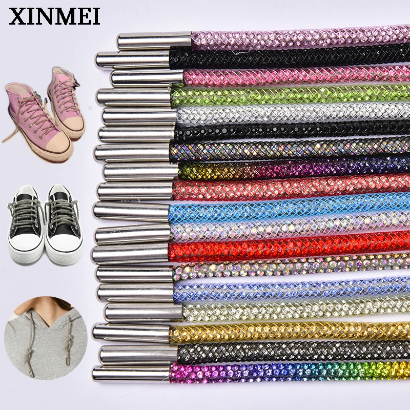 

4mm Bling Rainbow Diamond Rhinestone Shoelaces Crystal Rope Diy Sneaker Boots Shoes Laces Strings