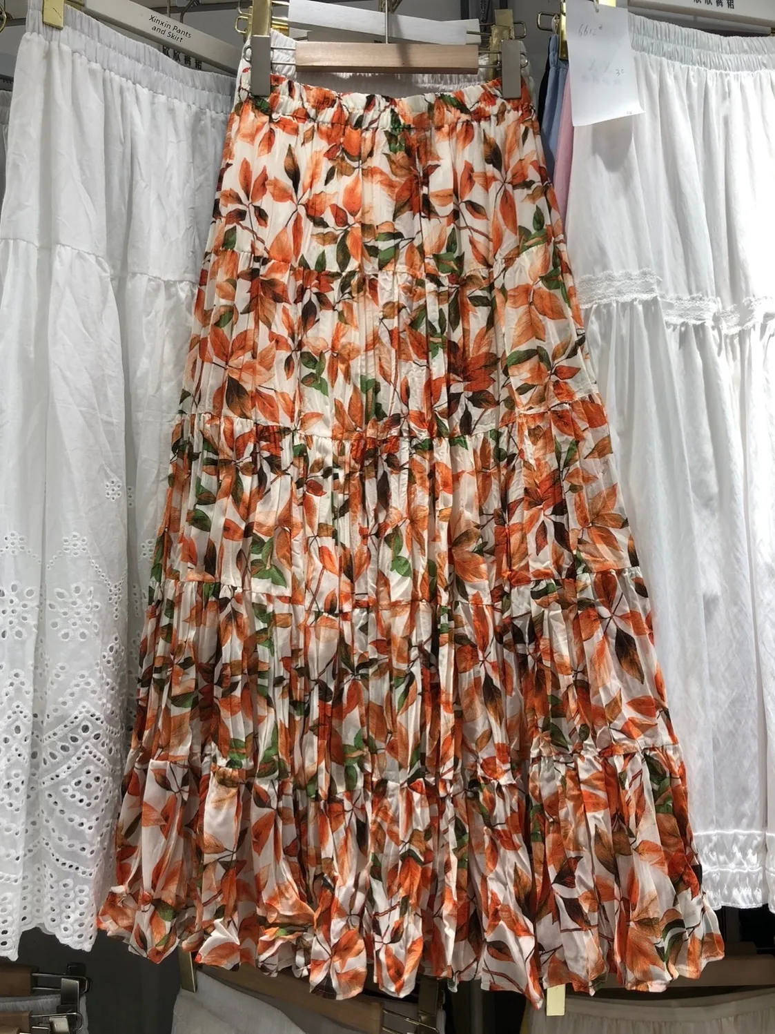 

Весенне-летняя женская юбка миди А-силуэта с цветочным принтом, свободная расклешенная юбка-миди из полиэстера с высокой талией, с принтом, в стиле «торт»