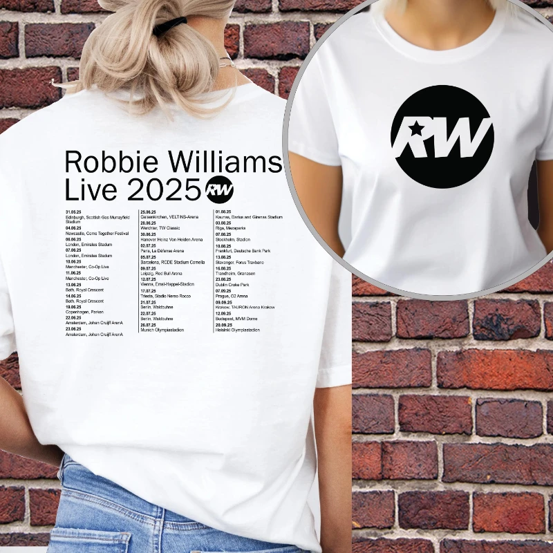 

Футболка Robbie RW Logo Tour, футболка Robbie 2025 UK Tour, футболка Robbie Williams, концертная футболка, Live 2025 UK Tour Music Fan Conce