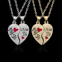 2 Pcs/Set Sisters Necklace For Women Heart Shape Letter Pendant Lady Glamour Alloy Best Friends Forever Sister Necklace BFF