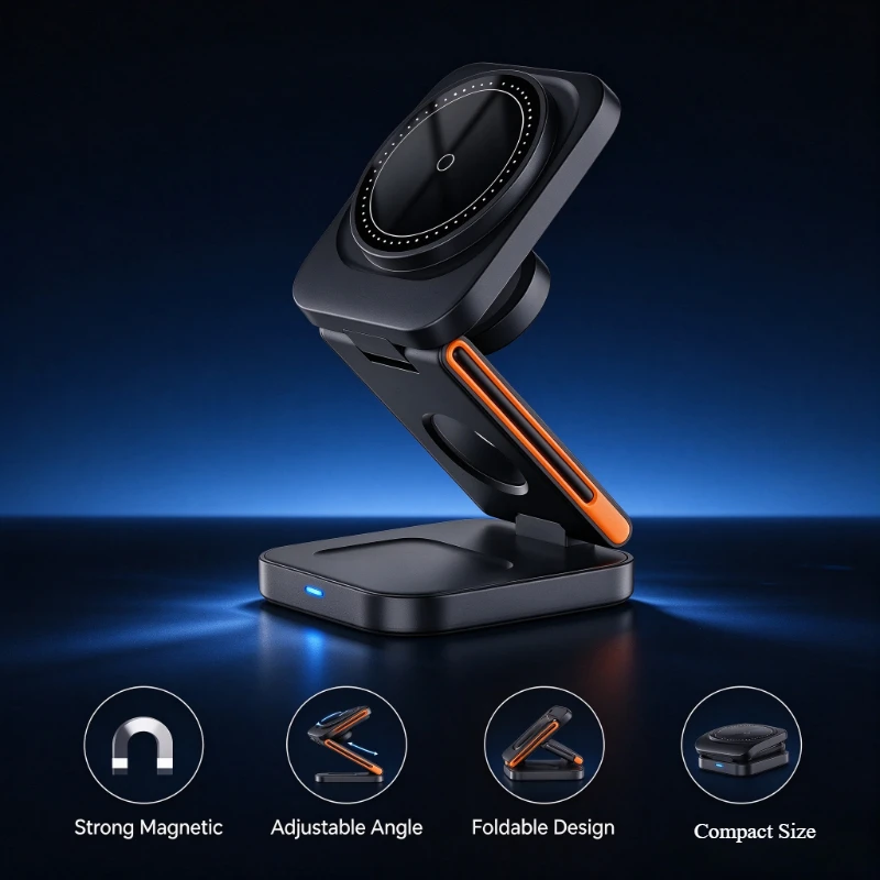 3 in 1 Wireless Charger For iPhone 17 16 15 Apple Watch AirPods Fast Charging Station Desktop Charger Dock Stand Travel Offices