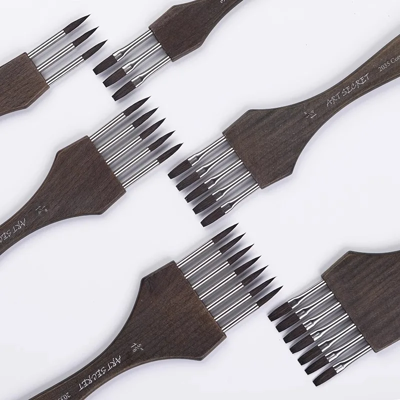 Multi-toothed Comb Nylon Pen Head Wooden Handle Watercolor Acrylic Paint Brush Artistic Creation