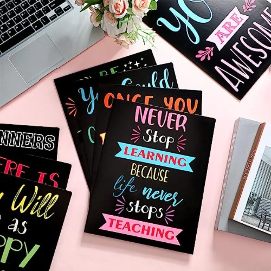 24 pezzi di carta ispiratrice 2 cartelle tascabili cartelle tascabili decorative lettera motivazionale misura 2 cartelle tascabili ispiratrici F