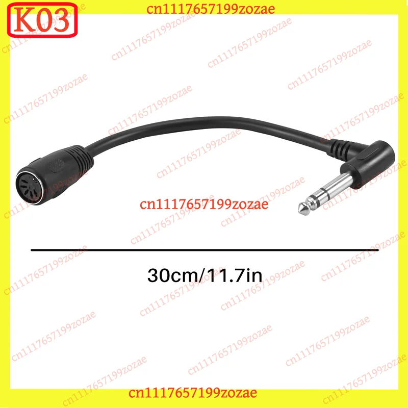 K03 MIDI Cable 5-Pin DIN Female to 6.35mm 1/4 Inch Male TRS Stereo Audio Extension, Replacement Parts