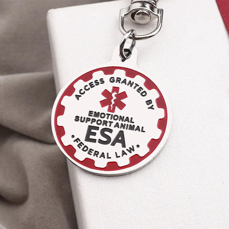 2 pezzi Service Dog tag targhetta incisa in acciaio inossidabile supporto emotivo Animal ESA Service Dog ID tag accessori per collare per cani