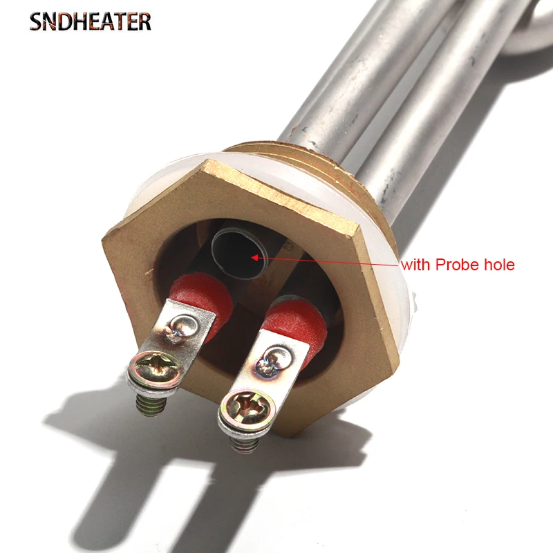 SNDHEATER Water Heater Element With/Without Probe Hole BSP DN25/1 inch 32mm Threaded 220V 1KW/2KW/3KW/4KW/6KW 304SS Tube