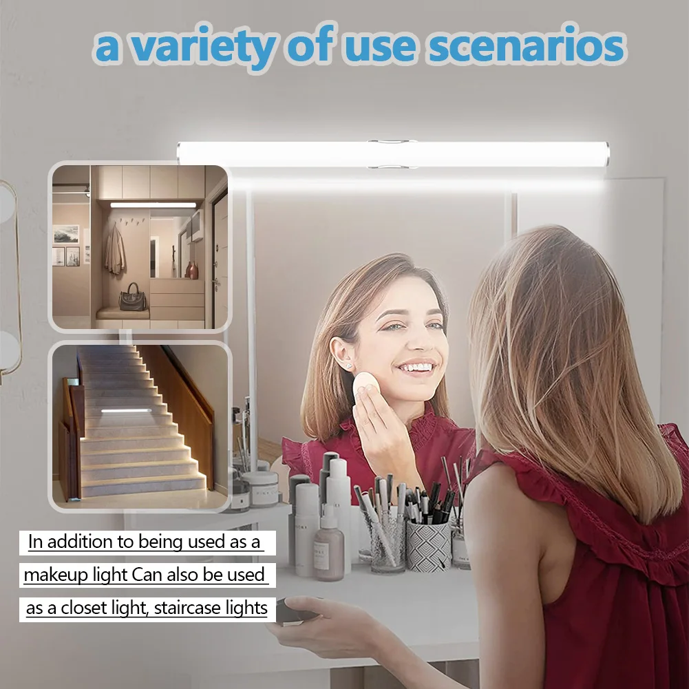 LED Mirror Vanity Lights Battery Powered Wireless Cabinet Lights USB Charging Modern Stair Light for Makeup Vanity