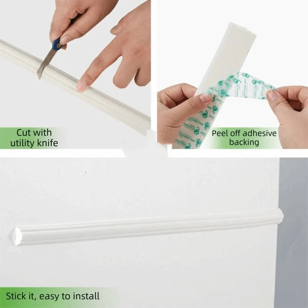 3m/bag EVA Material Self-Adhesive Wall Trim Paintable Surface Imitation Wood Texture Decorative Strip Flexible Bendable Design