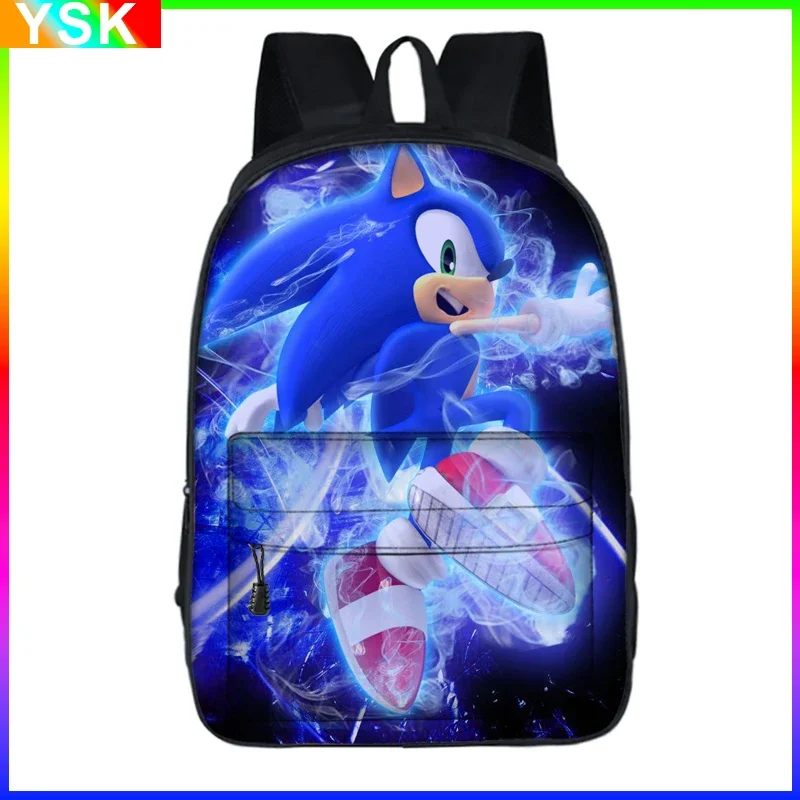 Sonic with Compartments Primary and Middle Students Schoolbag Sport Backpack Boy Girls Anime kawaii Cartoon School Bag Mochila