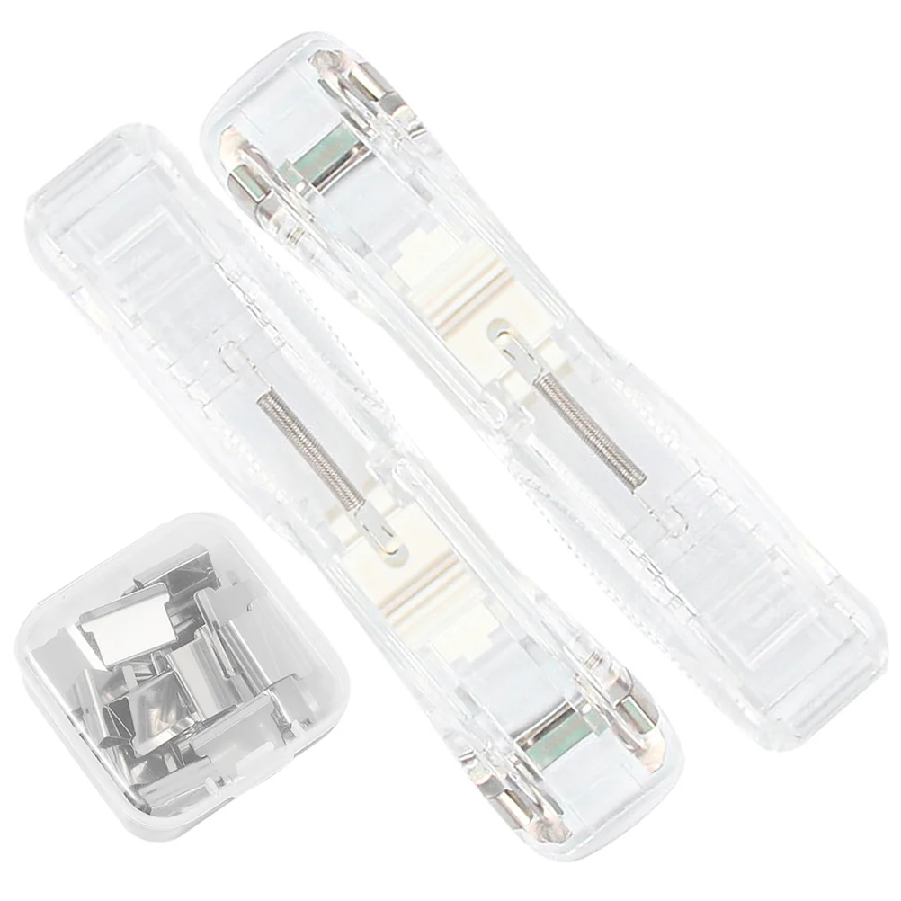 Refillable Clip Stapler Dispenser Set Cute Reusable File Alloy Portable Office Book Binding Materials