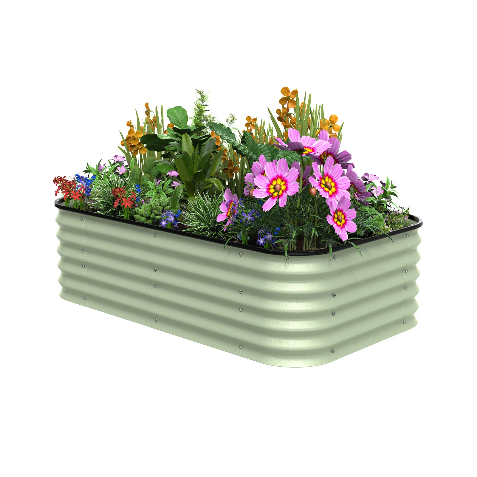 

Оцинкованная приподнятая садовая кровать, уличная усиленная стальная металлическая кашпо для глубоких овощей, цветов, большой комплект приподнятой кровати