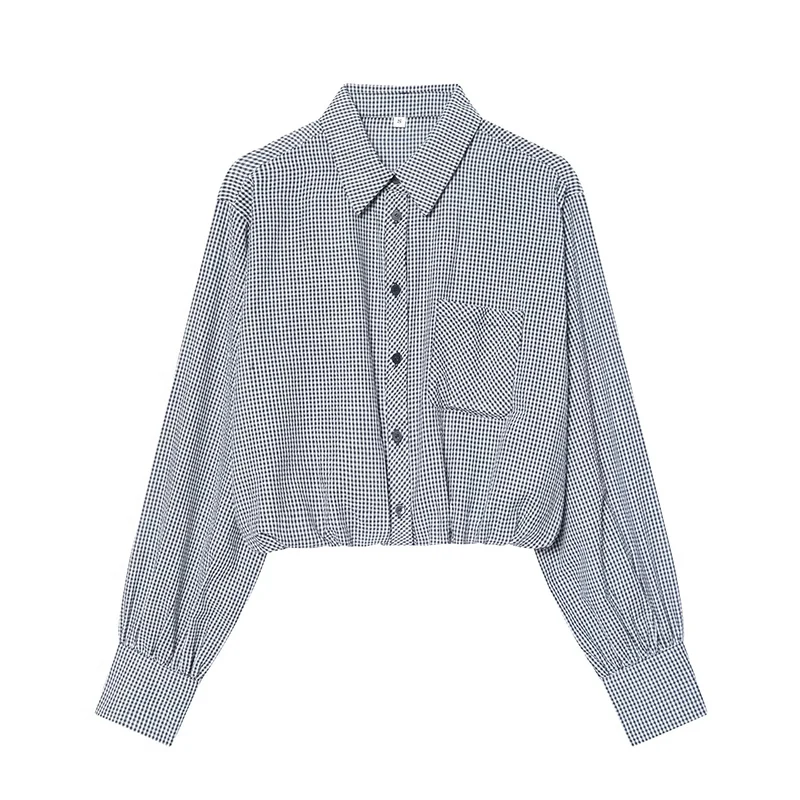 

Women's 2026 New Shirts Tops Fashion Small Plaid Young Blouses Tops Chic Joker Slim Long Sleeve Shirts Travel Holiday Tops