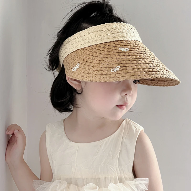 Cappelli e berretti per bambini alla moda con fiocco, protezione solare e tesa larga per l'estate