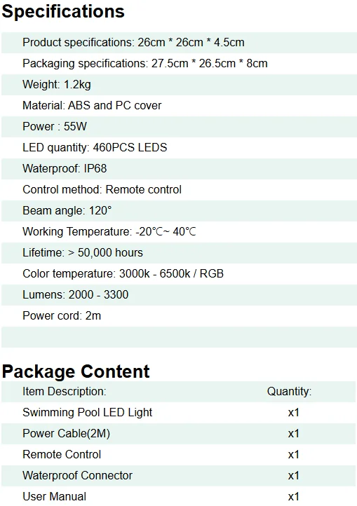 PORIYA 55W Resin Filled Underwater Swimming Pool Light LED RGB with Remote Controller