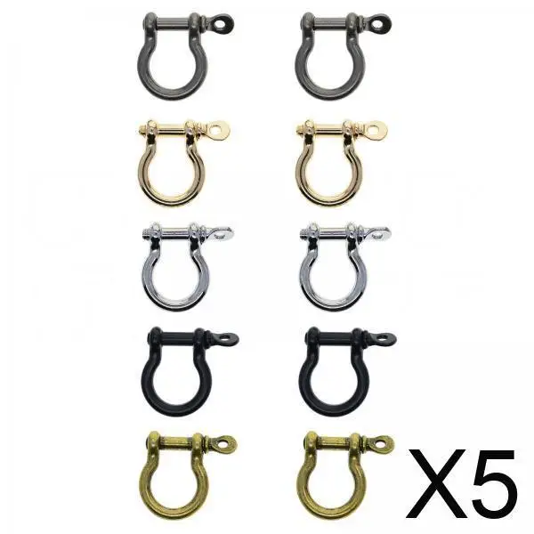 

5x 10 Pieces Bow Shackle Buckles Screw Pin Bracelet Clips for DIY Backpacks