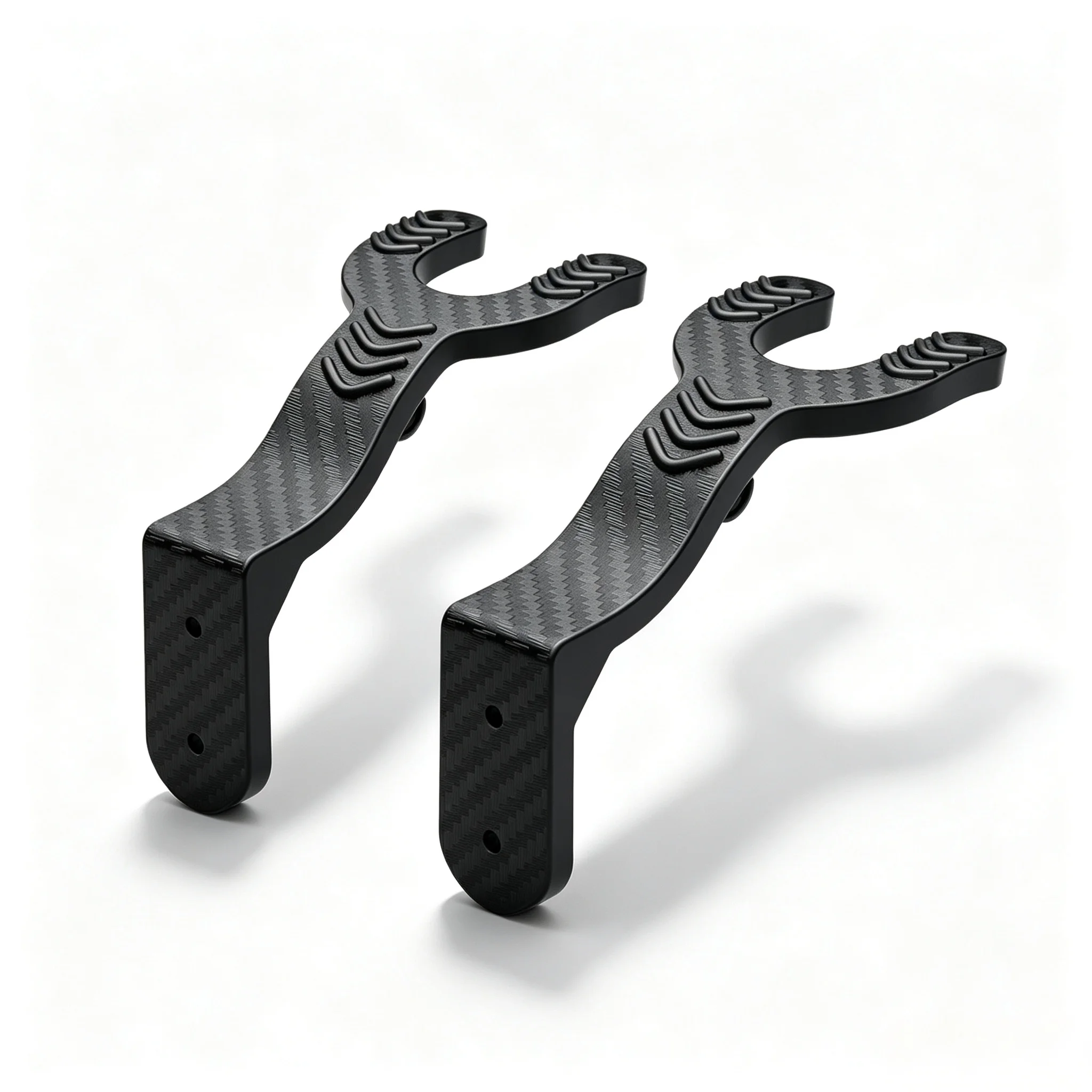 2PCS Black ABS Wall Mount Helmet Rack Sturdy Construction With Key Hook Perfect For Motorcycle Garage Storage