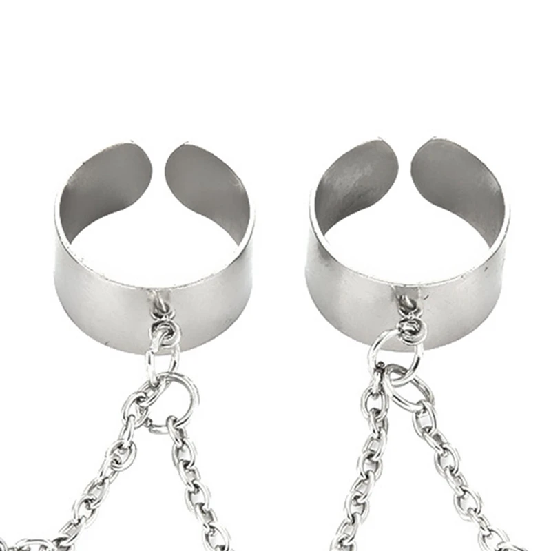 4-Finger Set Ring,Punk Chain Combination Ring, Personality Design The Same Style For Men And Women