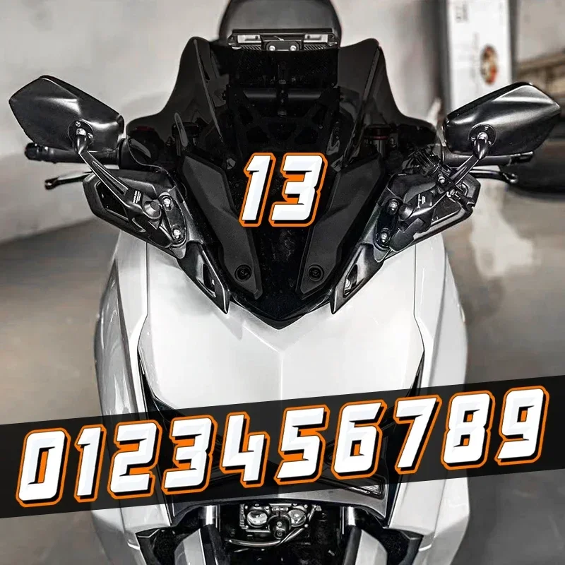 البرتقال عدد 0123456789 سيارة دراجة نارية ملصقات لخزان الوقود خوذة الجبهة هدية مقاوم للماء لتقوم بها بنفسك موتو 0 إلى 9 شارات الفينيل