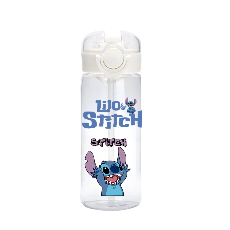 การ์ตูน Disney Lilo Stitch ถ้วยฟางขวดน้ําดื่มถ้วย Kawaii Stitch แบบพกพากีฬากลางแจ้งถ้วยน้ําเด็กของขวัญ