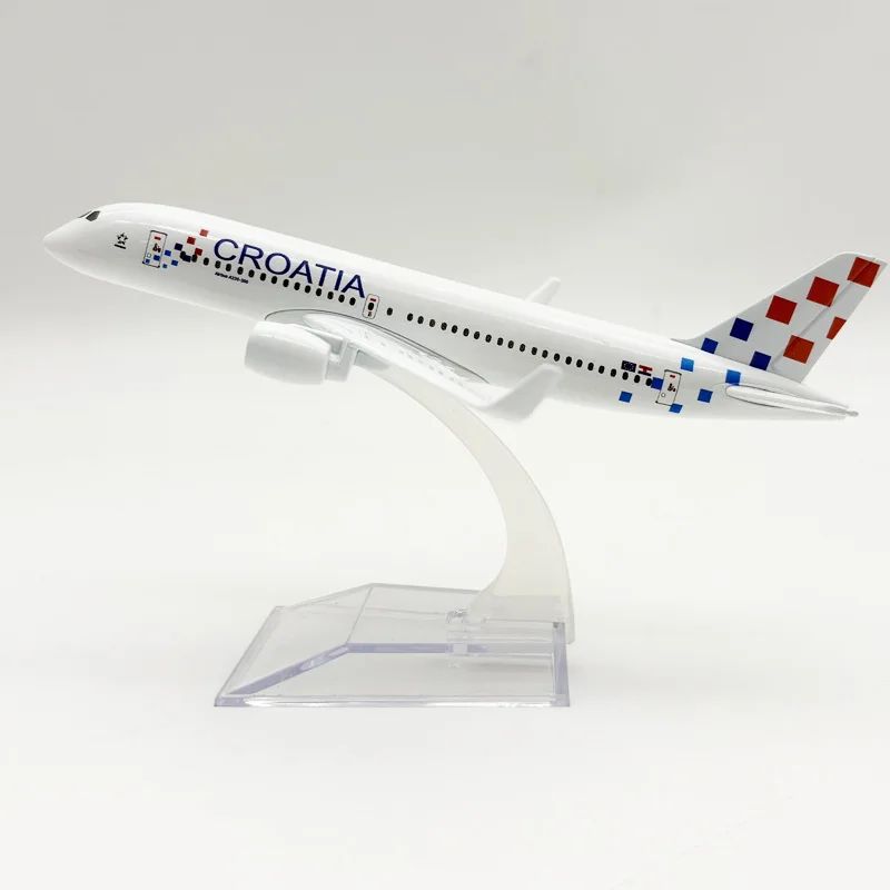 

Металлическая масштабная модель самолета Croatia Airways A220, 16 см, из сплава, с подставкой, коллекционная, подарочная, для демонстрации