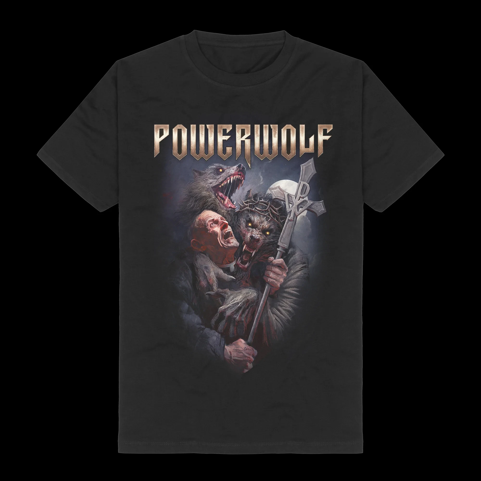 قوة المعادن الفرقة Powerwolf البرية للحياة ألبوم المشارك طباعة تي شيرتات قطن الرجال النساء موضة قصيرة الأكمام فضفاضة المتضخم تيز