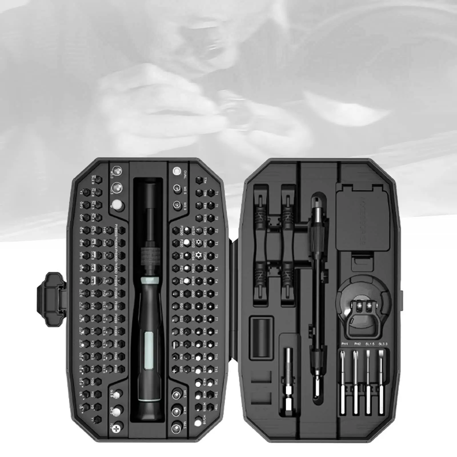 Set Obeng Kecil Hitam dengan Alat Demagnetizer Magnetizer Perbaikan Magnetik